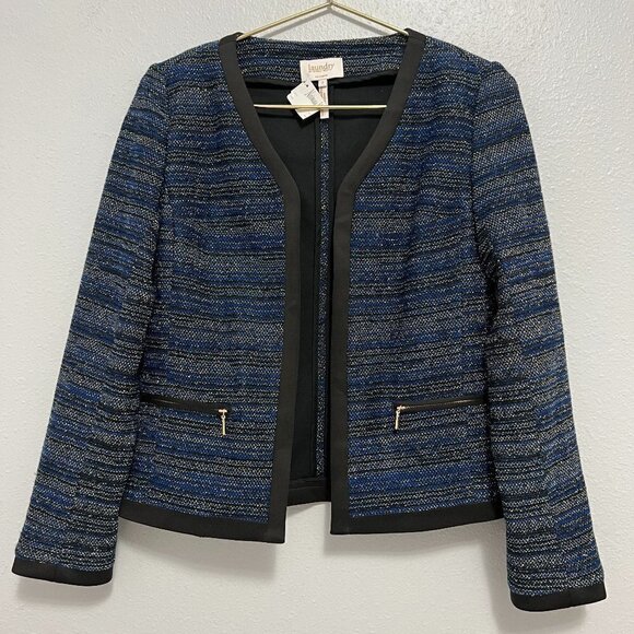 Laundry By Shelli Segal Metallic Threads Black Trim Blazer Women's 2 NWT - Picture 1 of 7